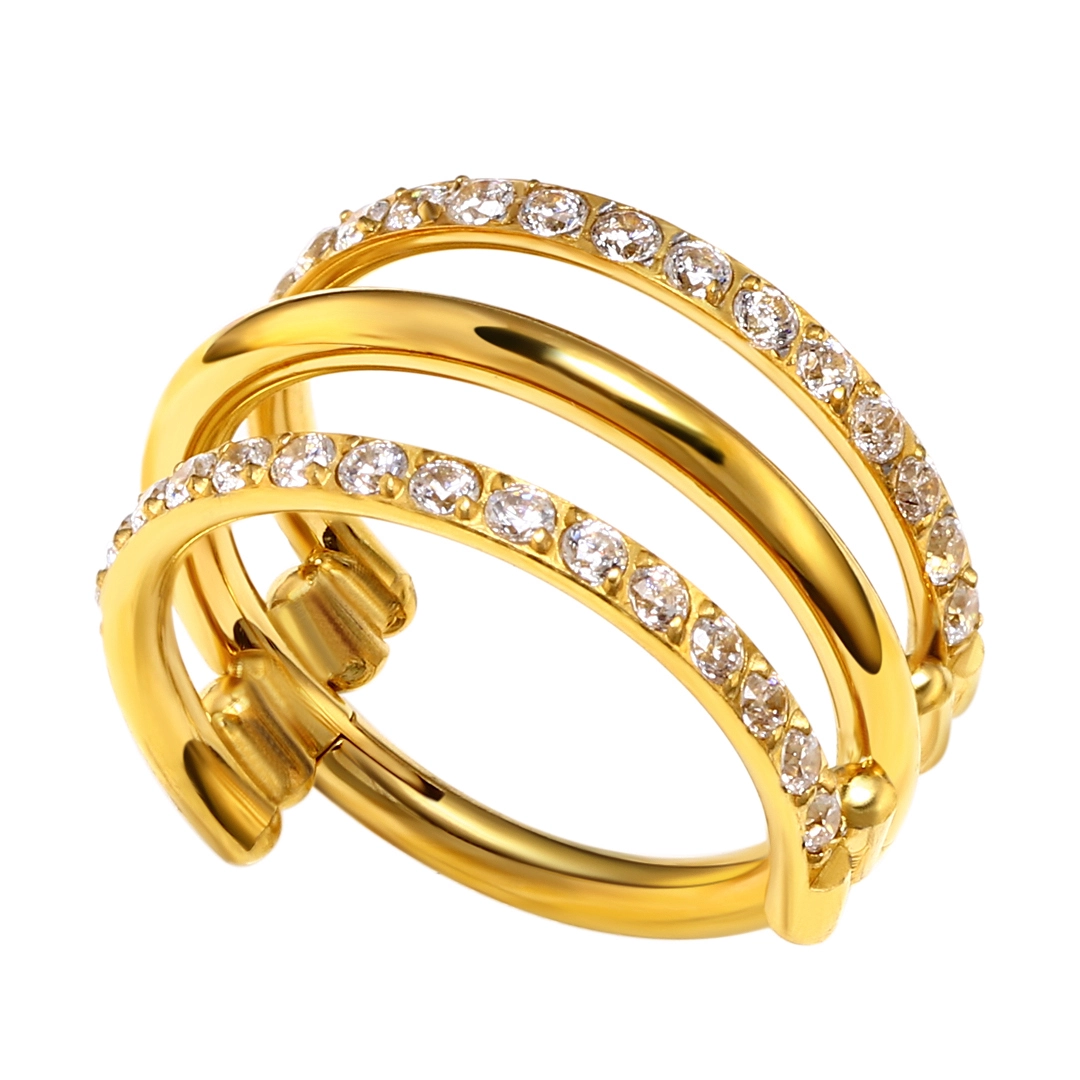 Eternal Metal Pvd Gold Plated Piercing F136 Titanium Fan Out Triple Hoop Hinged Septum Ring Nose Clicker Jewelry 1
