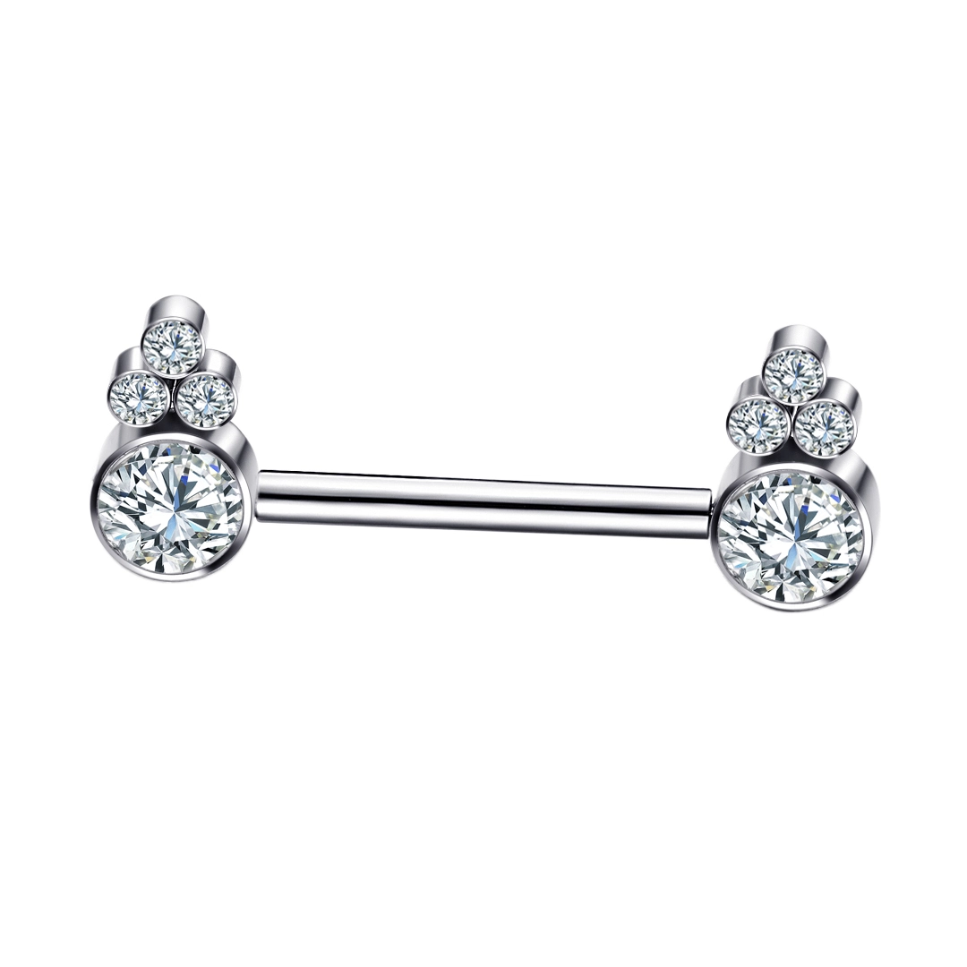 Eternal Metal G23 Titanium Nipple Ring With Bezel Cz Stones Astm F136 Piercing Body Jewelry 1