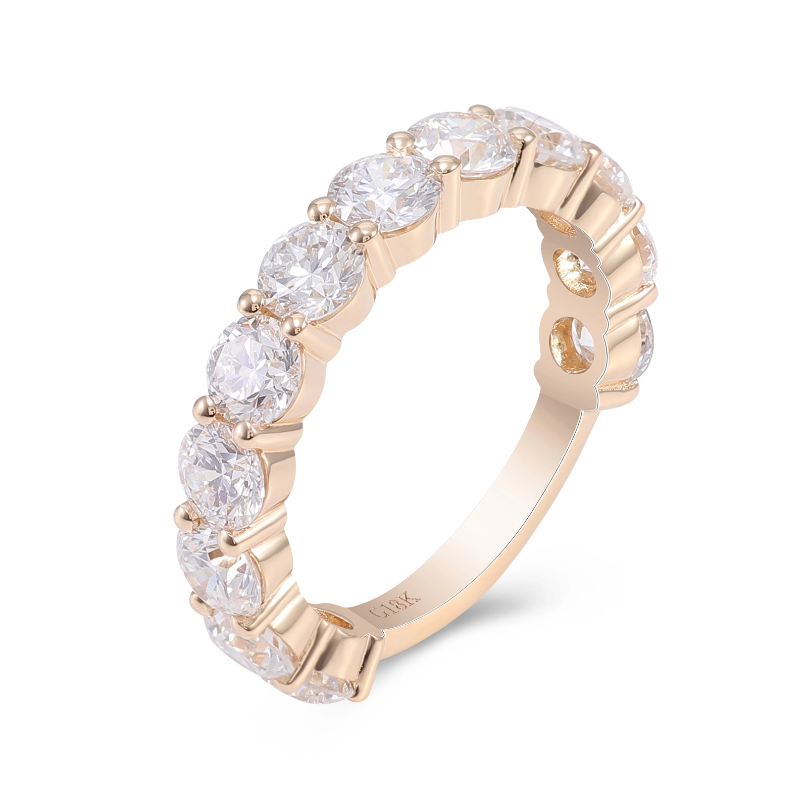 Custom 14k Solid Gold Lab Grown Diamond Jewelry Wedding Rings Ring Round Cut 3mm Half Eternity Wedding Ring For Women 1