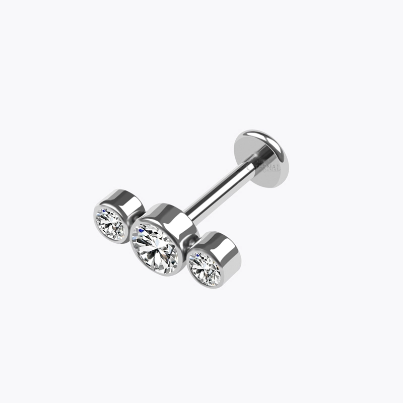 Eternal Meterl Astm F136 Titanium Internally Threaded 3 Stones Cluster Body Piercing Labret 1