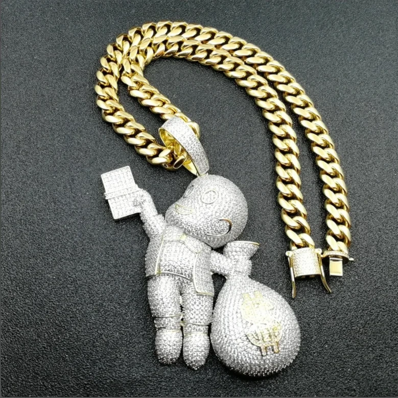 Charmant mode bébé style Moisanite Pendants 14k bijoux en or Diamond Pendant Hip Hop 1