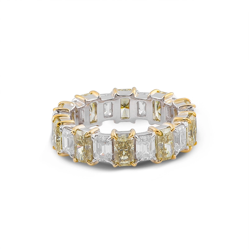 Mujeres Diamond Eternity Band Gold White Gold 14k Radianting amarillo & Compromiso de moissanita esmeralda blanca Anillo de eternidad 1