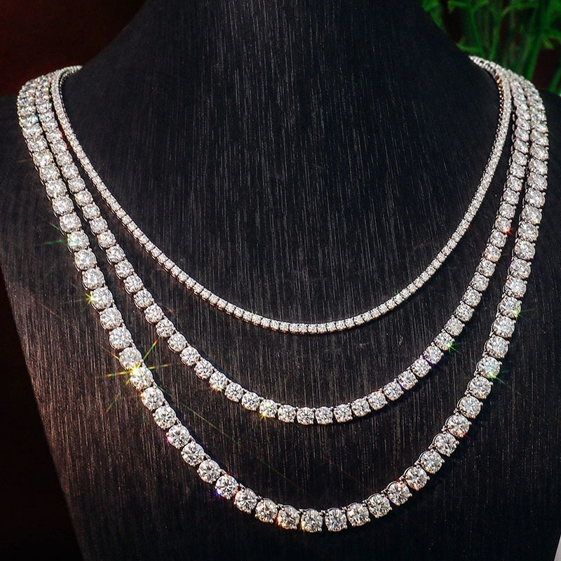 4/5/6mm vereiste aus Moissanit -Tenniskette Herren Schmuck Diamant Halskette Hip Hop Tennis Kette Hip Hop Halskette ICED Out Halskette 1