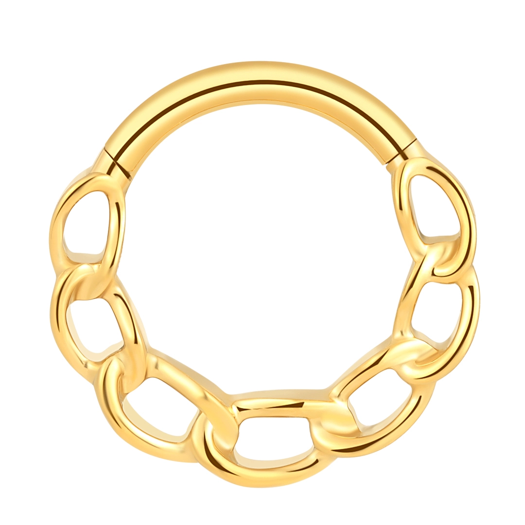 Eternal Metal G23 Titanium Pvd Gold Plated Chain Shape Hinged Segment Rings For Weddings & Parties Astm F136 Body Jewelry Gift 1