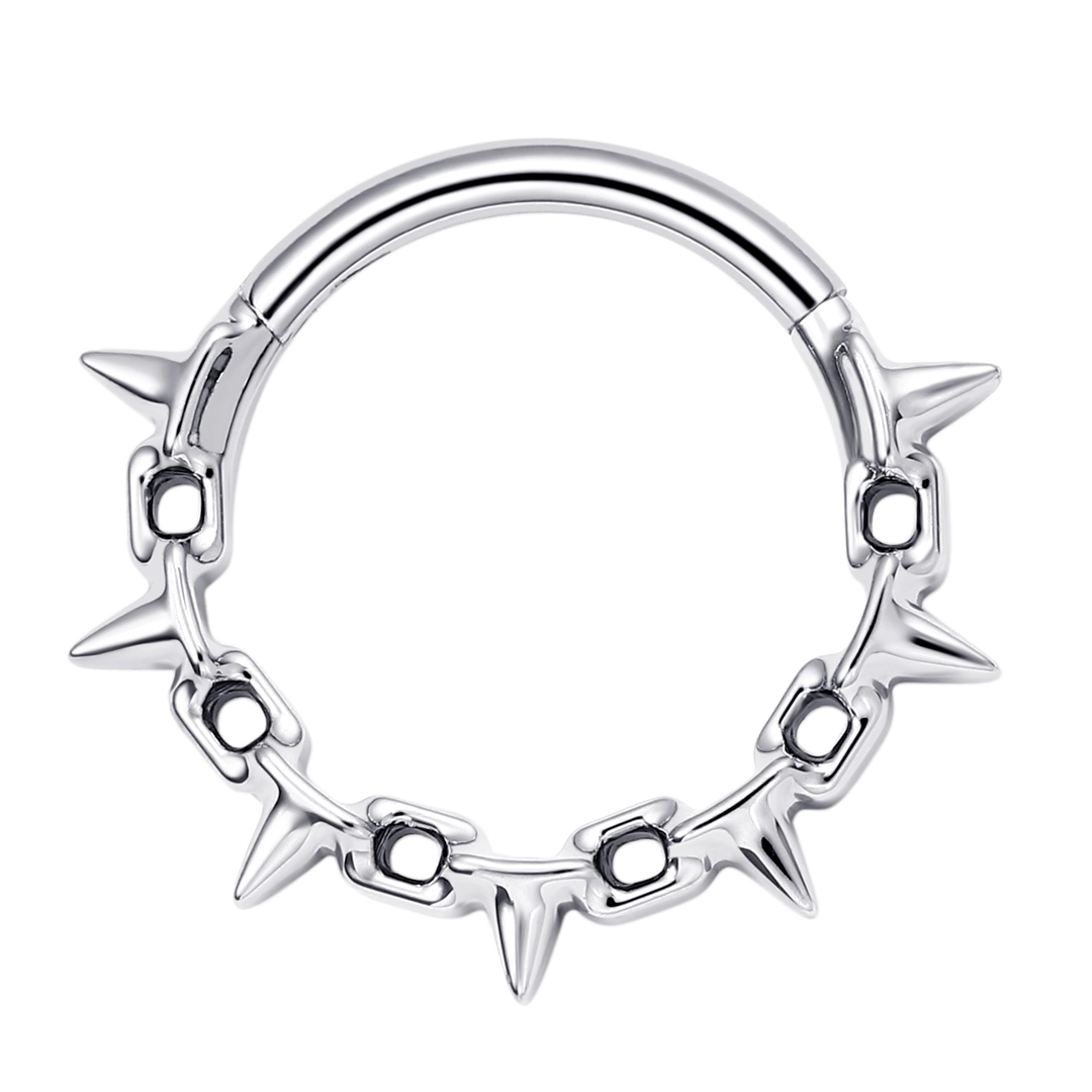 Eternal Metal Astm F136 Titanium Delicate Unique Hinged Segment With Mini Spike Zircon Clicker Piercing Jewelry Womens Earrings 1