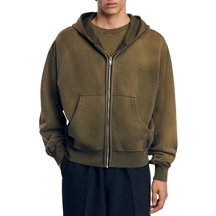 Custom Plain Designer Hoodies High Quality 100% Cotton Heavyweight 500 Gsm Luxury Thick Boxy Zip Up Hoodie For Men 1