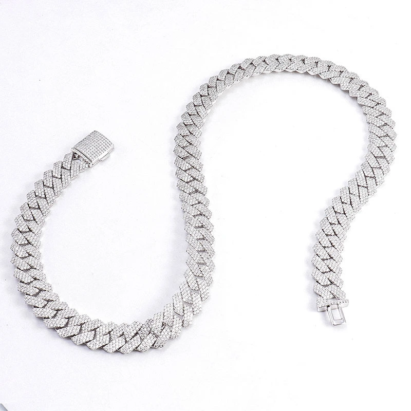 Heavy Mens 925 Silver Diamond 15mm 18/20/22inches Hiphop Luxury Cuban Link Chain Necklace Chains For Men Moissanite Chain 1