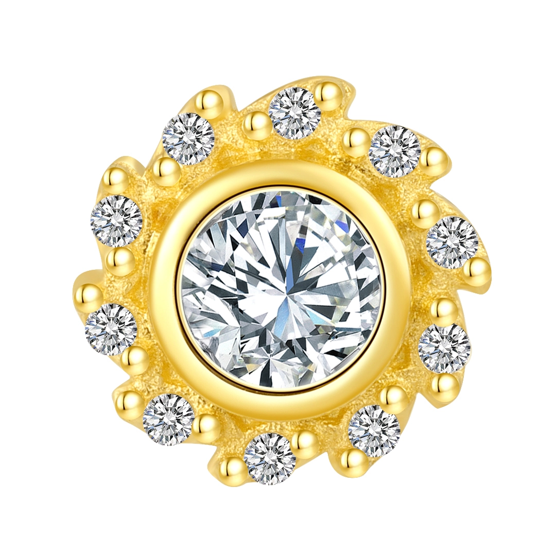 Eternal Metal 14k Solid Gold Sunflower Romance Wedding Fashion Nose Ring Crystal Zircon For Parties And Gifts 1