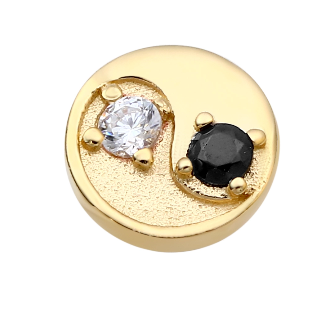 Eternal Metal 14k Solid Gold Internally Threaded Ends Tai Chi Shaped Piercing Jewelry 1