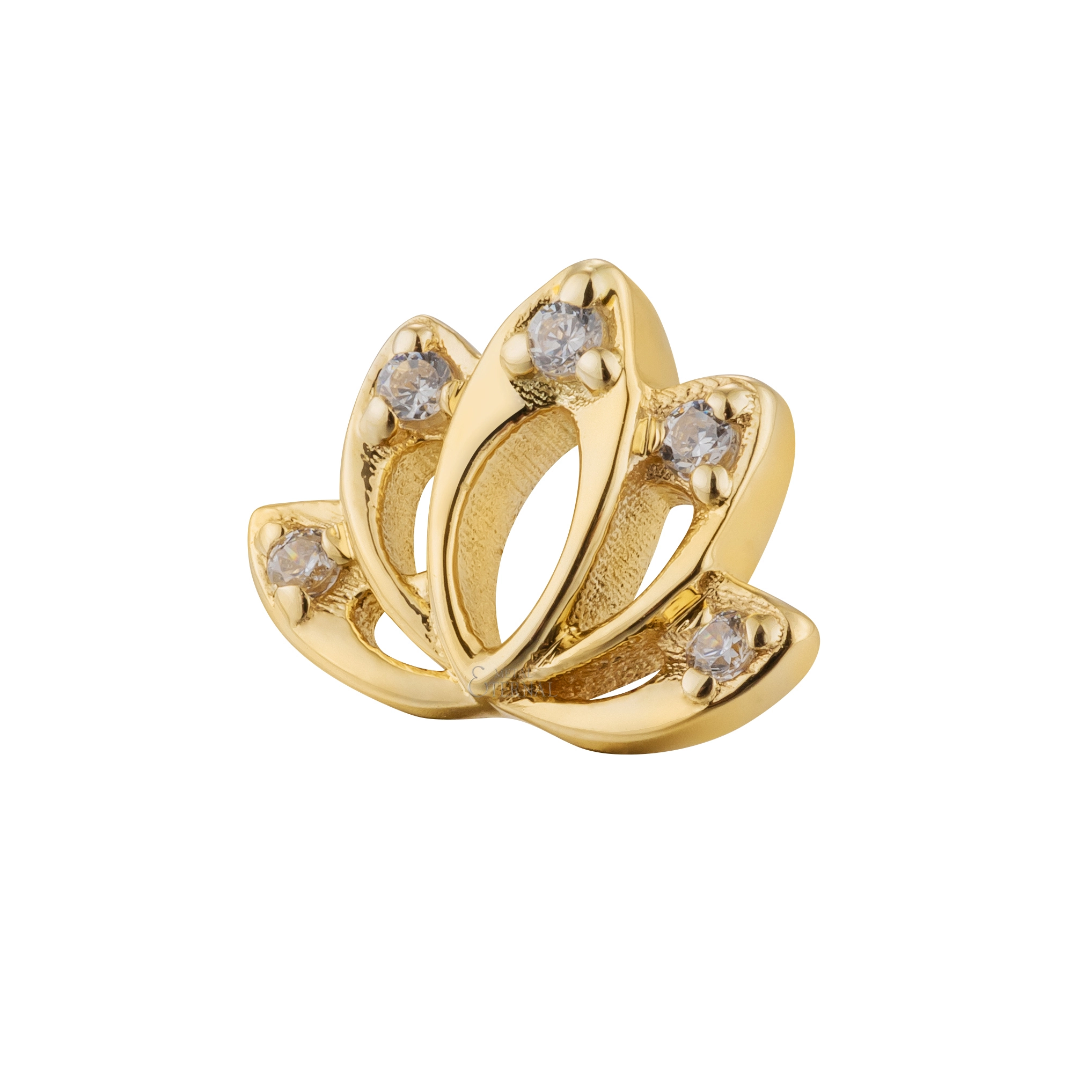 Eternal Metal 14k Gold Piercing Threadless Push Pin With 5 Cz Stones Flower Top Piercing Jewelry 1