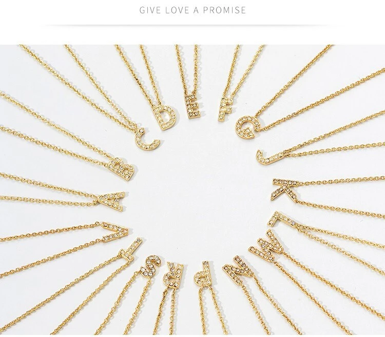 Fashionable And Minimalist Zircon Letter Necklace 18k Electroplated High End Wholesale Women's Charm Necklace 1