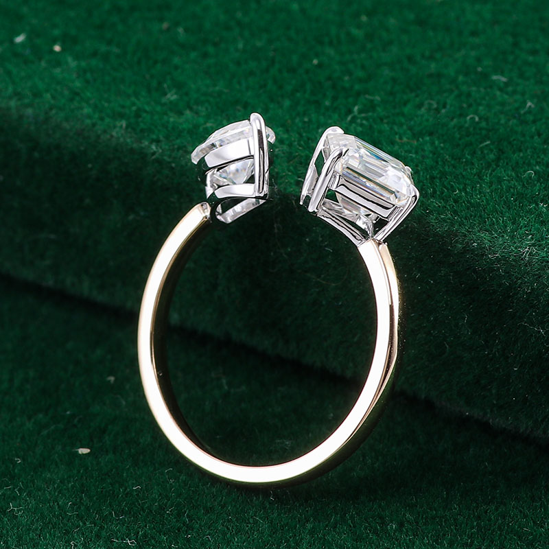 10 Karat Gelbgold Mode Großhandel Custom Moissanite Luxus Asscher <000000> Marquise Cut Verlobungsring für Dame Frauen Ringe 12