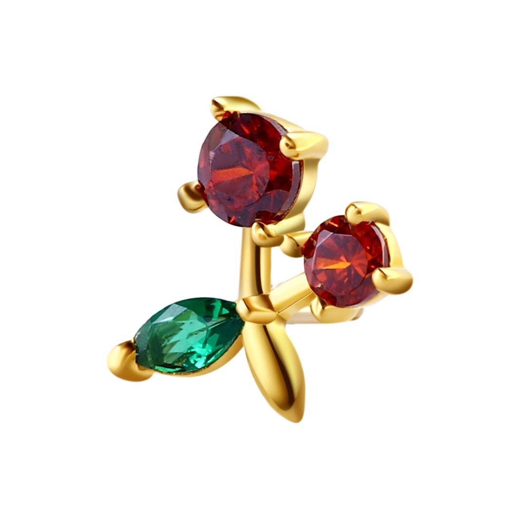Eternal Metal 14k Solid Gold Nose Piercing Jewelry Fashion Daith Threadless Cherry Earrings End 1