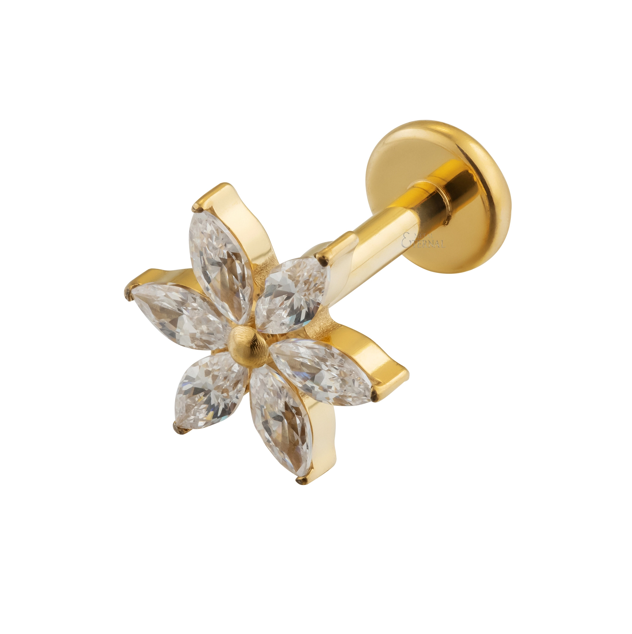Piercing para labio Eternal Metal ASTM F136 de titanio sin rosca, con diseño de flor, joyería fina para Navidad 1