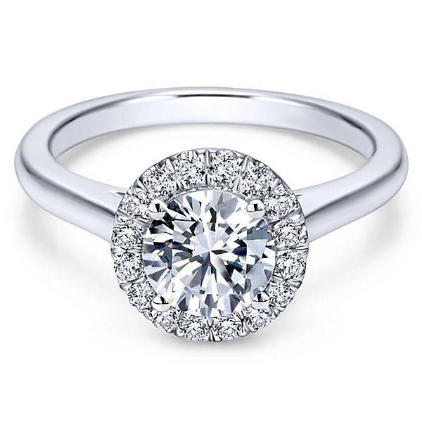 Halo Moisanite Diamond Engagement Anneau 14K Or blanc 1