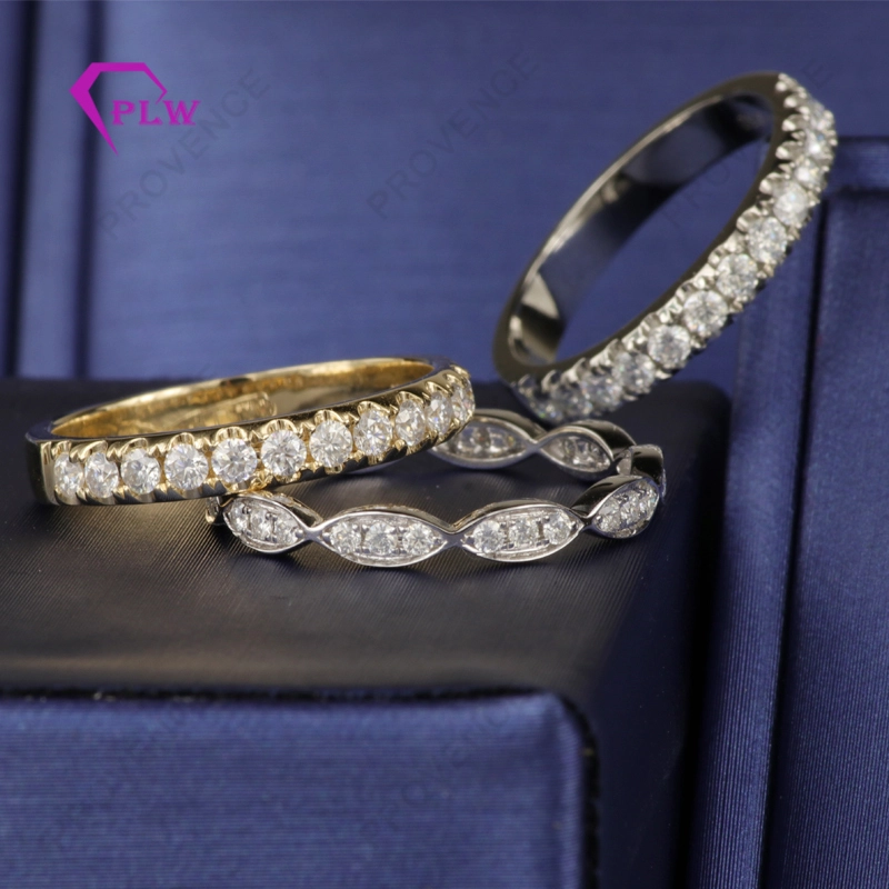 14k blanco/rosa oro moissanite diamante eternity anillo de bodas para niña 1