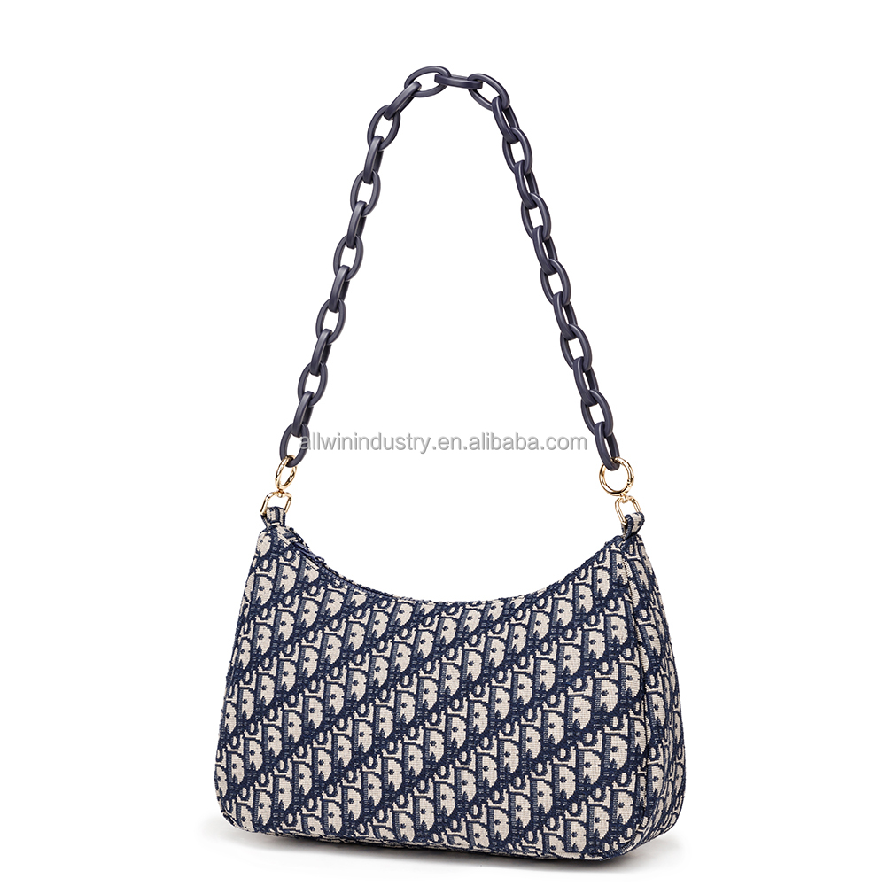 2024 New Fashion Handbags Light Lady Shoulder Bags Hobo Saddle Bag In Jacquard Denim 4