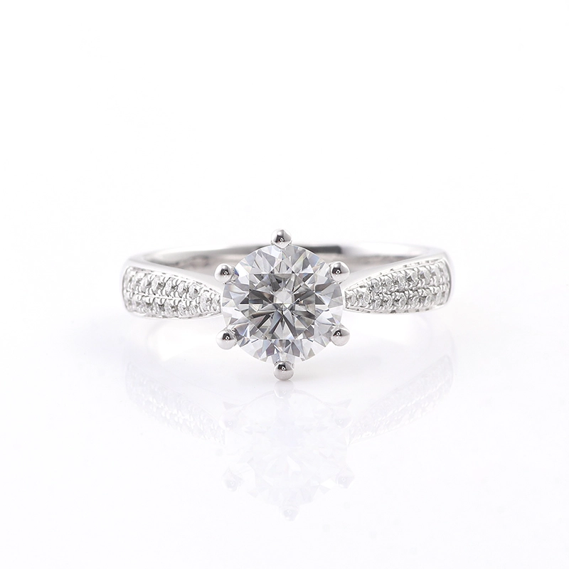 1ctw Diamond Engagement Ring Real Diamond Ring 14k White Gold Diamond Paved Ring Special Pinched Shank Design For Her 1