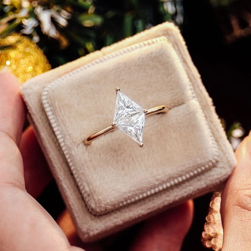 10k / 14k / 18k blanc solide blanc or avec triangle coupé def de la loinsanite fiançailles alcools de mariage pour femmes hommes 1