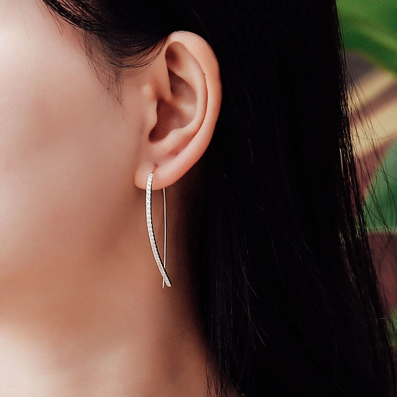 Fine Jewelry Simple Thin Dangle Earrings 10k/14k/18k Gold Lab Grown Diamonds Def/vvs-vs Hpht Diamond Earring Hoops 1