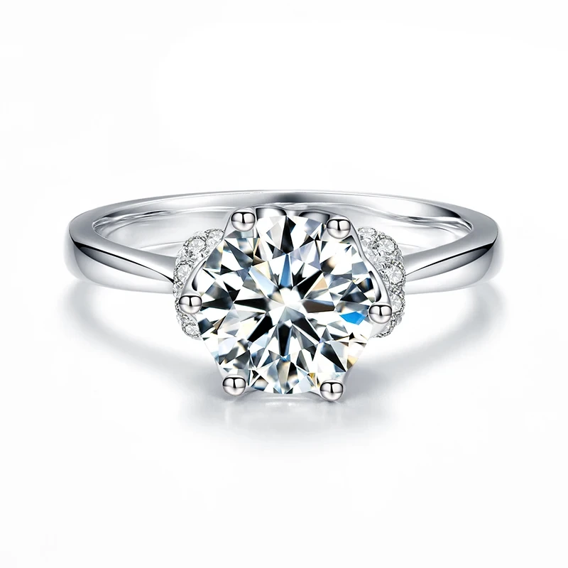 Anillo de solitaria de diamante certificado GRA 1CT BRILLIANTE CUTO 14K GOLD WHITE MOISSANITE Ring de boda para niñas para niñas 1