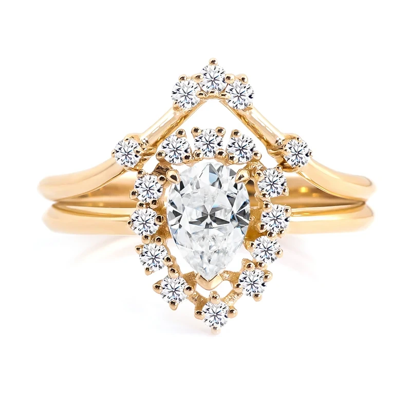 2CT Moissanite Main Diamond 14K Gold Plated Jewelry Luxury Women Ring 1