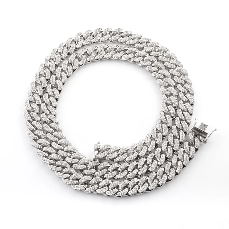 Moissanite Hiphop Jewelry 925 Sterling Silver Paved Moissanite Cuban Chain Necklace Personalized Men Jewelry 1