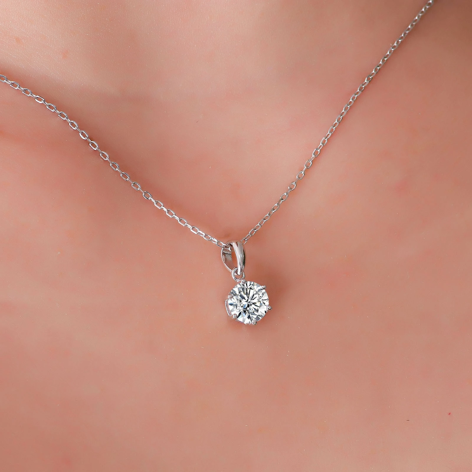 Articles en vrac lots en gros 1ct def vvs Real Moissanite Diamond Silver 925 Collier de pendentif pour les femmes Gift 1