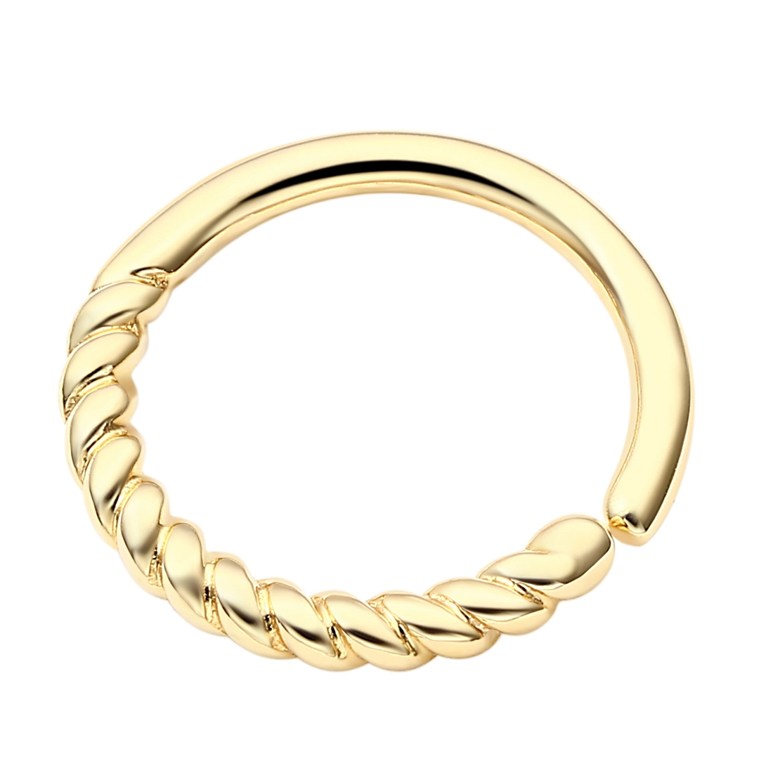 Eternal Metal 14k Solid Gold Twist Rope Ear&nose Hoop Piercing Belly&lip Seamless Ring Jewelry 1