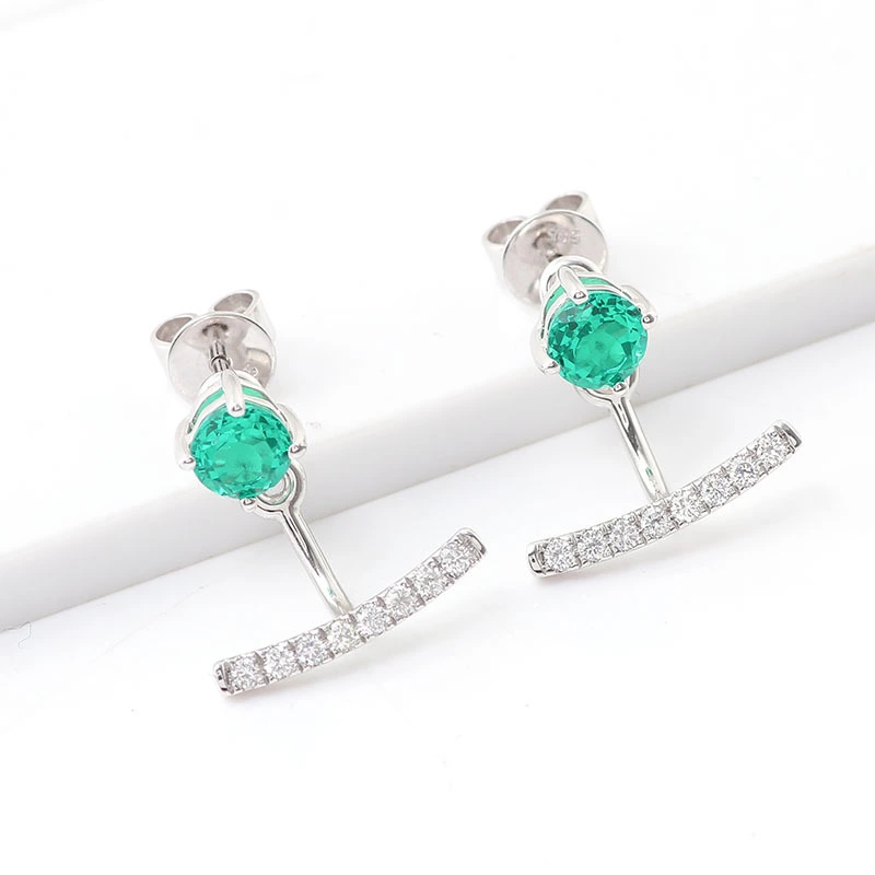 Two-ways Ear Jackets Front Back Earrings Jacket Stud Earrings 14k Gold Emerald And Diamond Ear Climbers Real Diamond Earrings 1