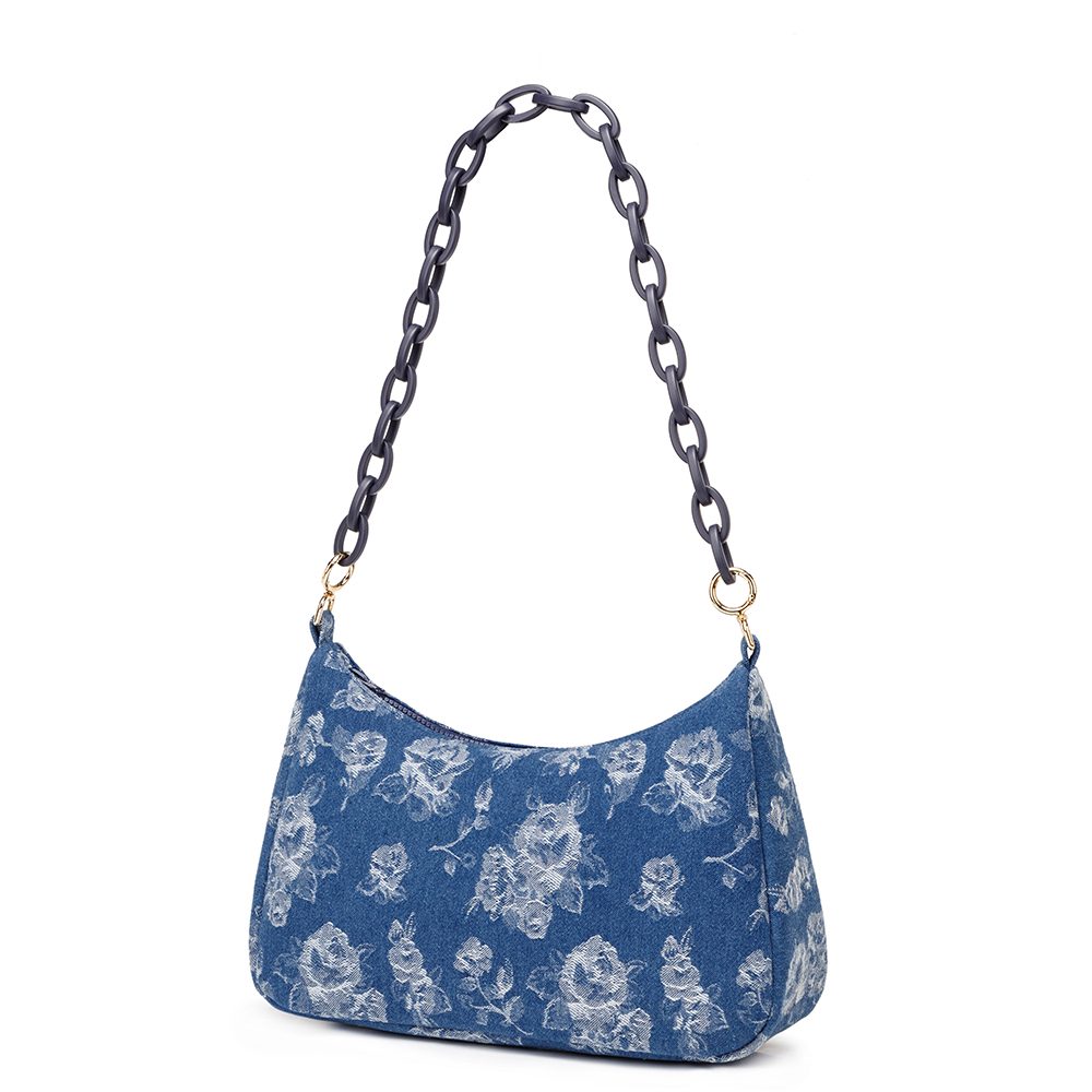 2024 New Fashion Handbags Light Lady Shoulder Bags Hobo Saddle Bag In Jacquard Denim 7