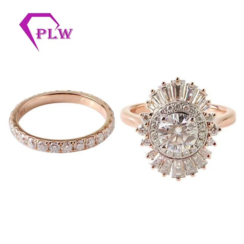 Bague de fiançailles personnalisée en or rose 14 carats, cœur rond 1 ct, taille flèche, moissanite 1