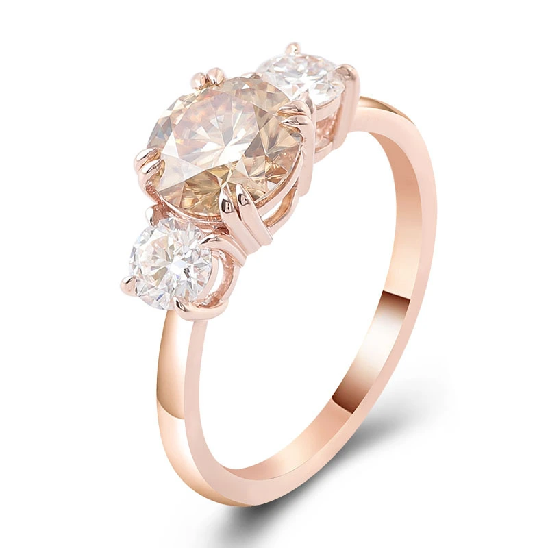 Fashion Simple Water Drop Moisanite Round 18K Anneaux d'or jaune 3CT COUPE COUPE CHAMPAGNE MISSANITE DIAMAND FEMMES FEMMES 1