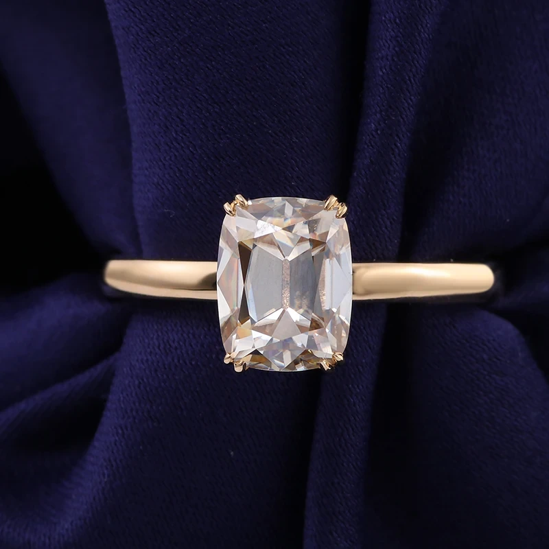 Gra Certified Real 3ct Cushion Cut Lab Grown Diamond Vvs Ring For Women Gold Wedding 14k Yellow Gold Engagement Luxury Ring 1