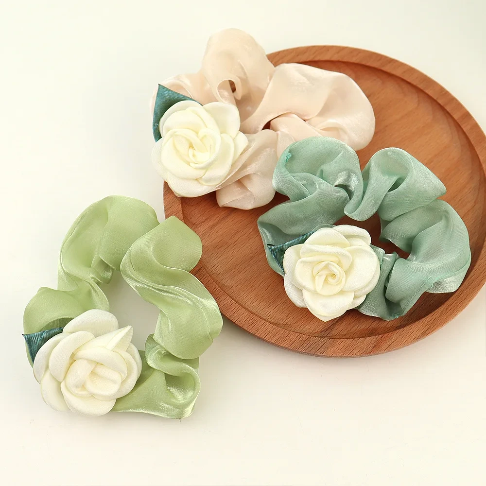 Dowell European And American Popular Style Flower Hair Accessories Wholesale Custom Fabric High Quality Hair Scrunchies 1