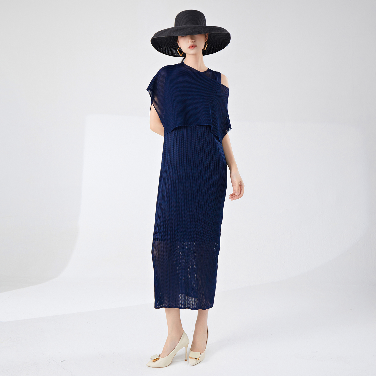 Miyake Damen Sommer 2024 Neues lässiges Midi-Plissee-Kleid – Wärmefunktion, zweiteiliges Set mit Schaloberteil <000000> Ärmelloses Kleid | OEM/ODM verfügbar 10