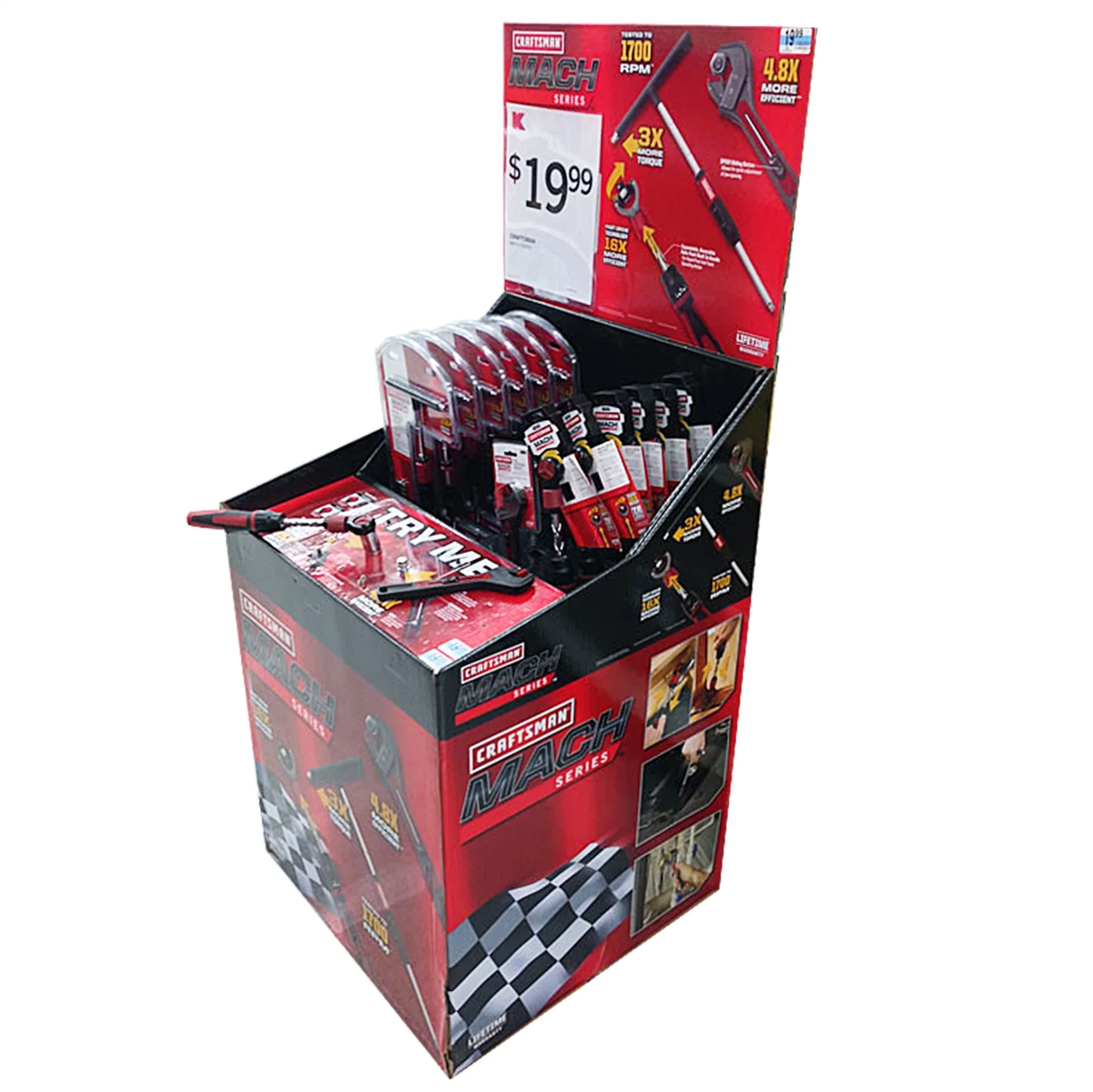 Knife Garden Tool Recycle Cardboard Paper Display Pallet Dump Bin for Supermarket 1