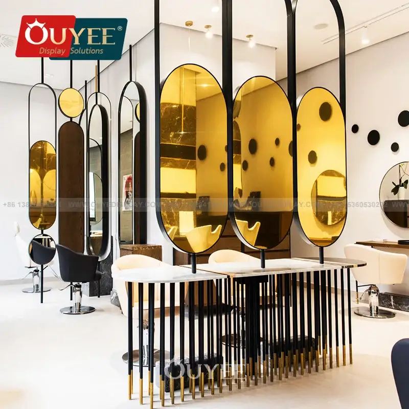 Table de manucure sur mesure pour salon de coiffure et vitrine pour produits de beauté 1