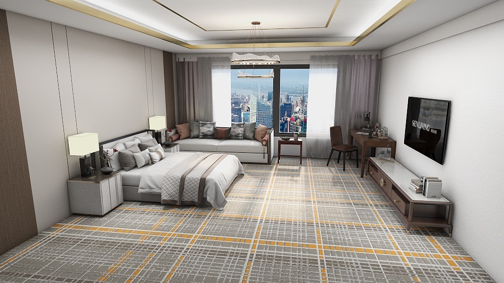 Tappeto di lusso giallo Akminster per hotel - Anti-umidità, larghezza 4 m 7
