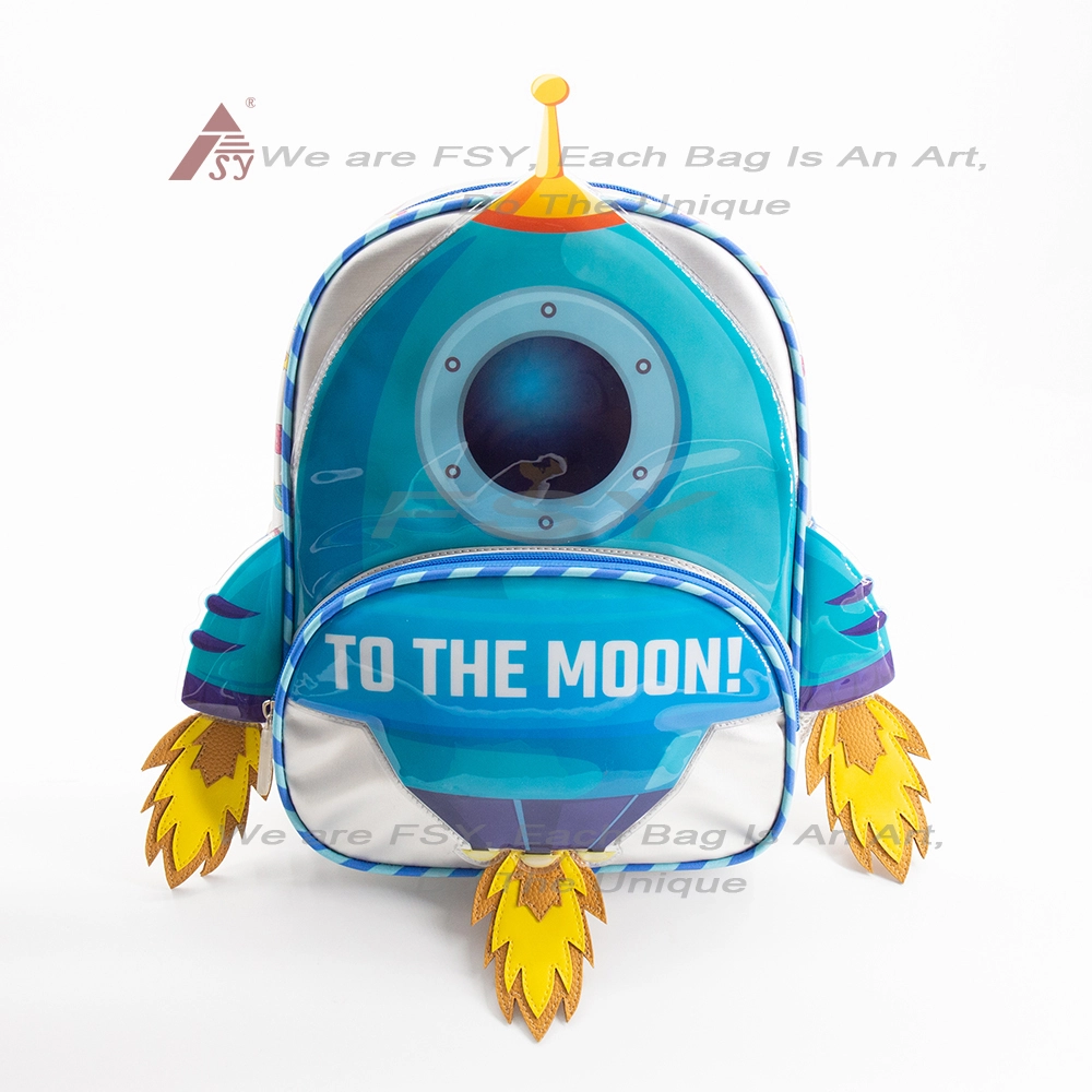 Custom Cartoon Rocket School Bags Student Backpack For Toddlers Preschoolers Kids Boy's Embroidery Technology Animal Print 1