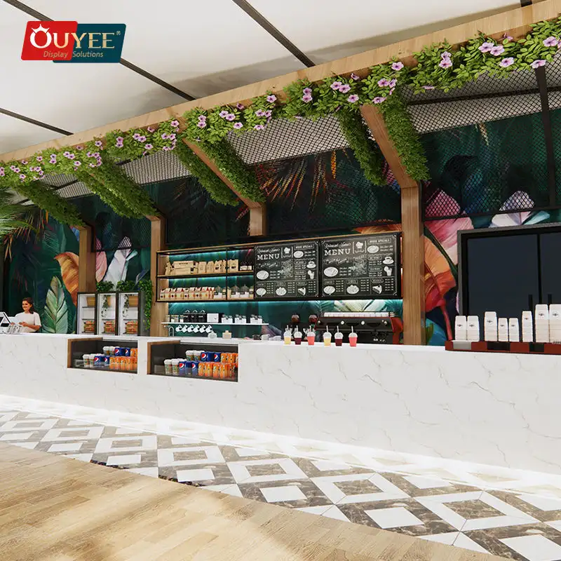 Maßgefertigter Thekenvitrinenschrank aus Holz für den Einzelhandel in Cafés 1