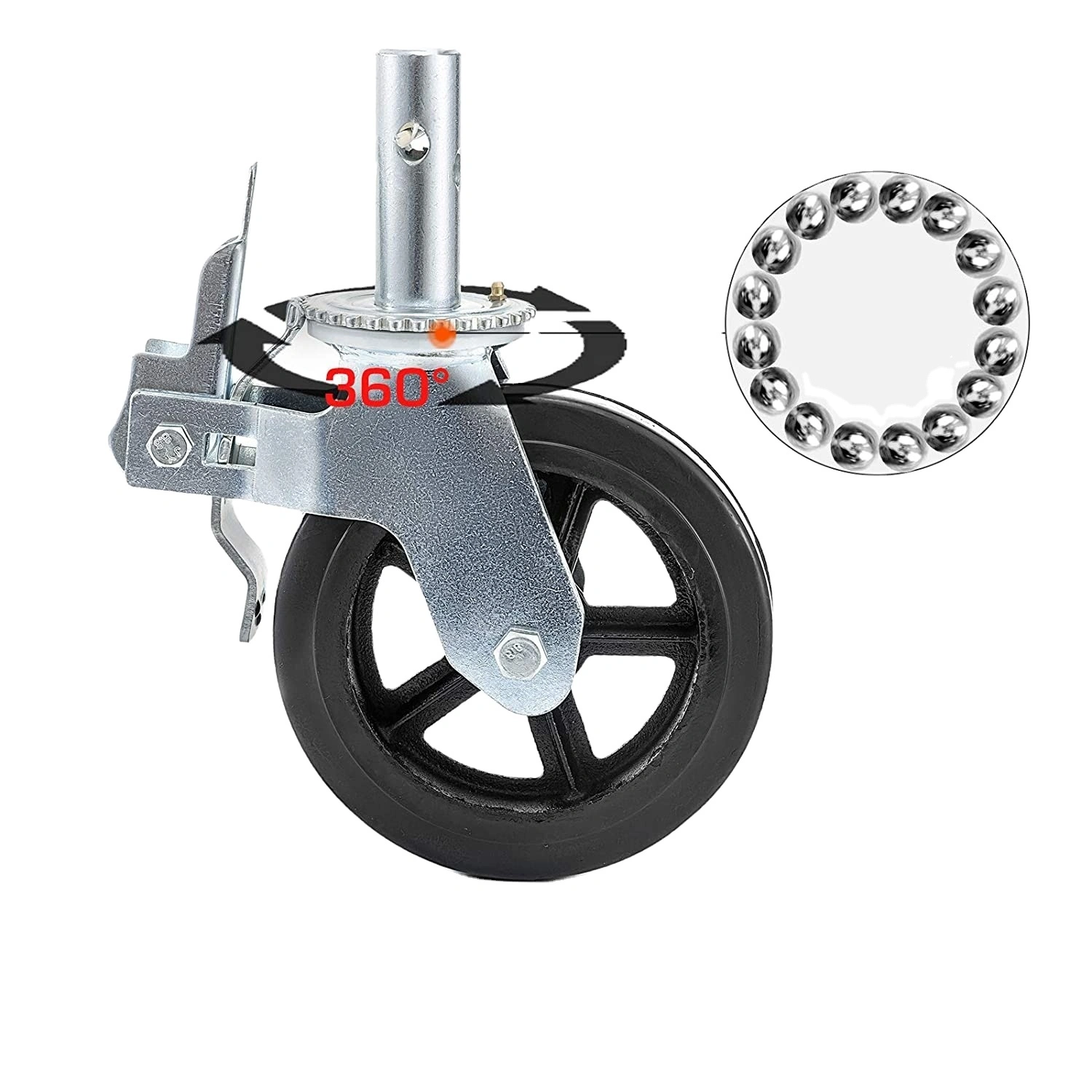 4 Pack Wheels 8 X 2 Inch With Dual Locking Break Rubber Swivel Wheel 360 Degrees Rolling Tower Heavy Duty Scaffolding Caster 1