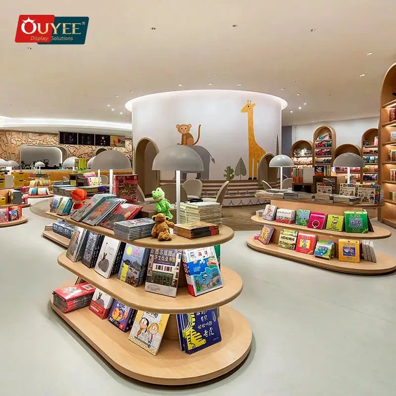 أرفف عرض كتب خشبية لخزائن مكتبة المدرسة 1