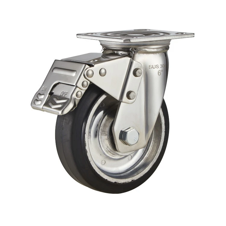 4568 Inch Heavy Duty Swivel Industrial Rubber Caster Trolley Cart Wheels 1