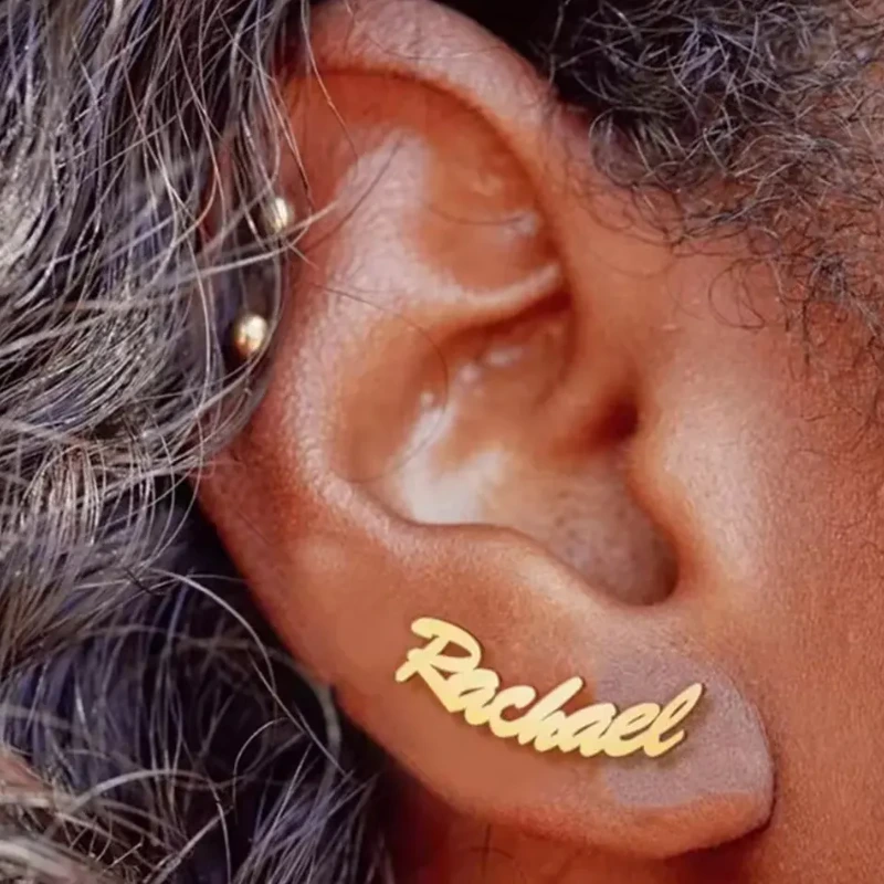 Diy Rose Gold Durable Trendy Custom Name Earring Women Jewelry Stainless Steel Personalized Jewelry Initial Letter Stud Earrings 1