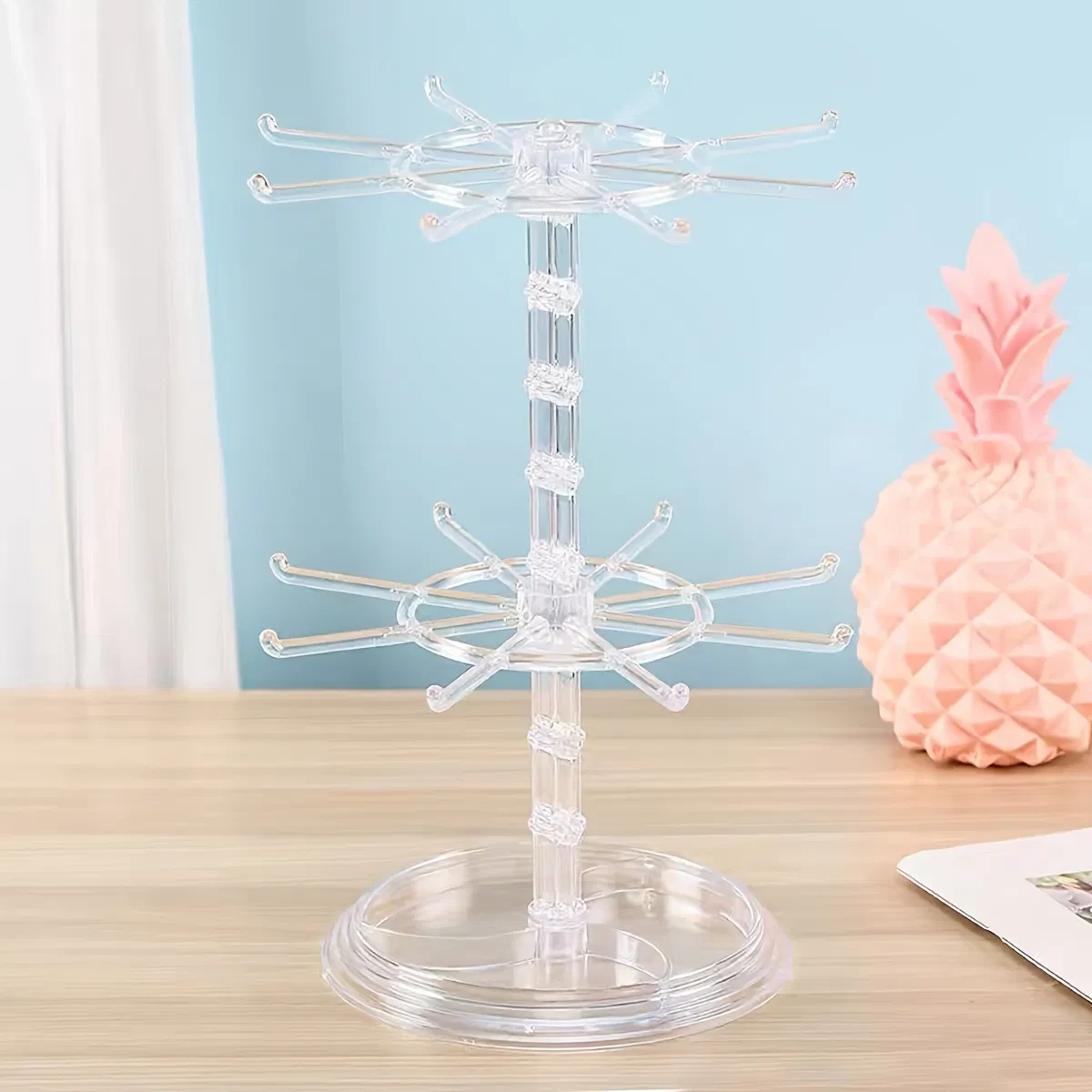 2-Tier Detachable Clear Plastic Keychain Display Rack Keychains Holder 1