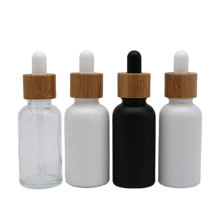 30ml Bamboo Lid Glass Serum Bottles with Dropper - Customizable Colors 1