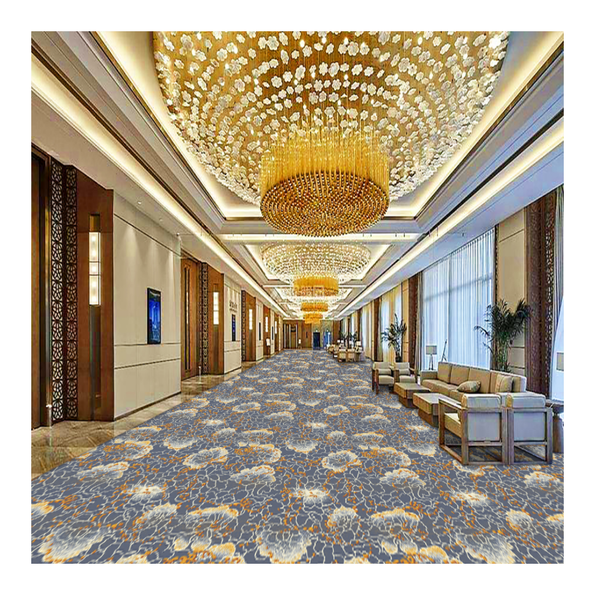 Custom Nylon Wall-to-Wall Carpet for 5-Star Hotel Lobby 1