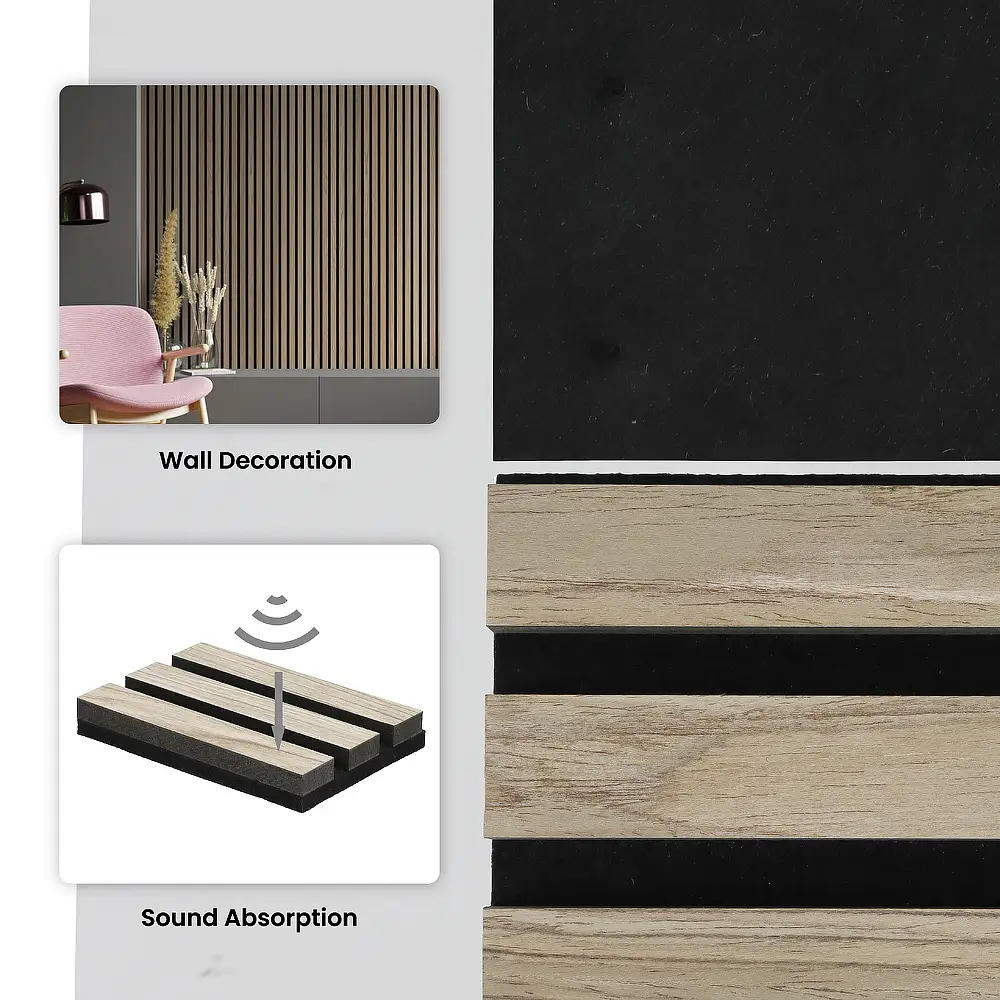 Walnut Wood Veneer Acoustic Wall Panels with MDF Panel Boards for Interiors 1