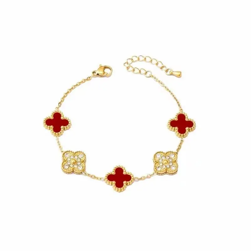 Manufacturers Wholesale Fashion 18k Gold-plated Diamond-encrusted Stainless Steel Flower Bracelets Women's Luxury Bracelets 1